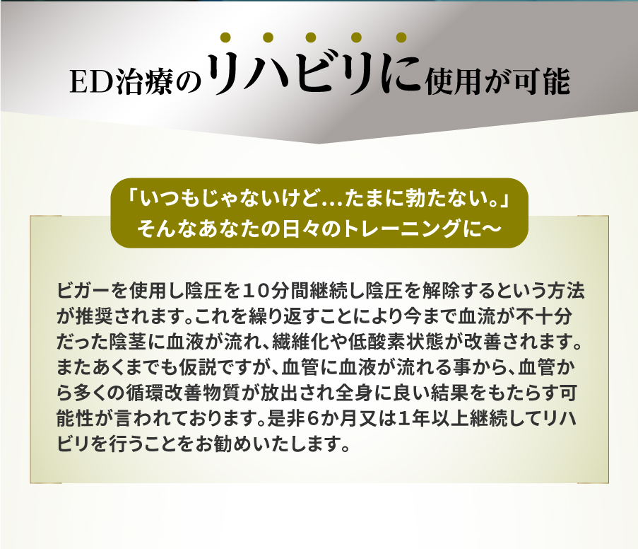 ED治療のリハビリに使用が可能